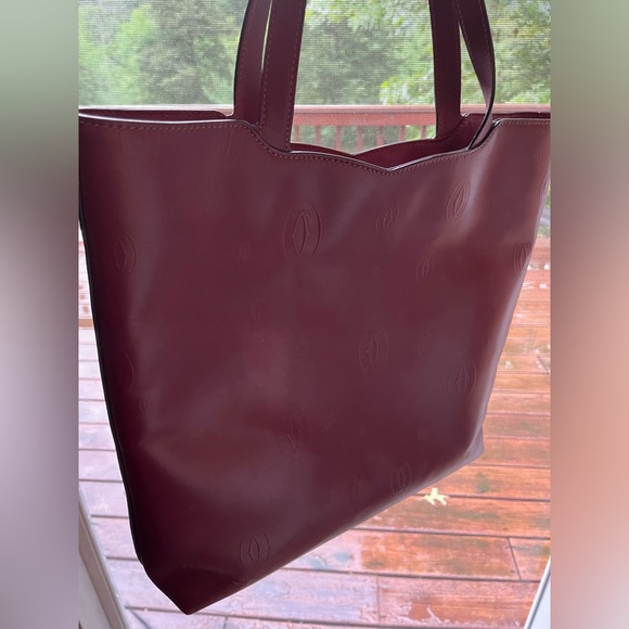 CARTIER Happy Birthday Bordeaux Red  Leather tote with suade  interior - Picture 4 of 11